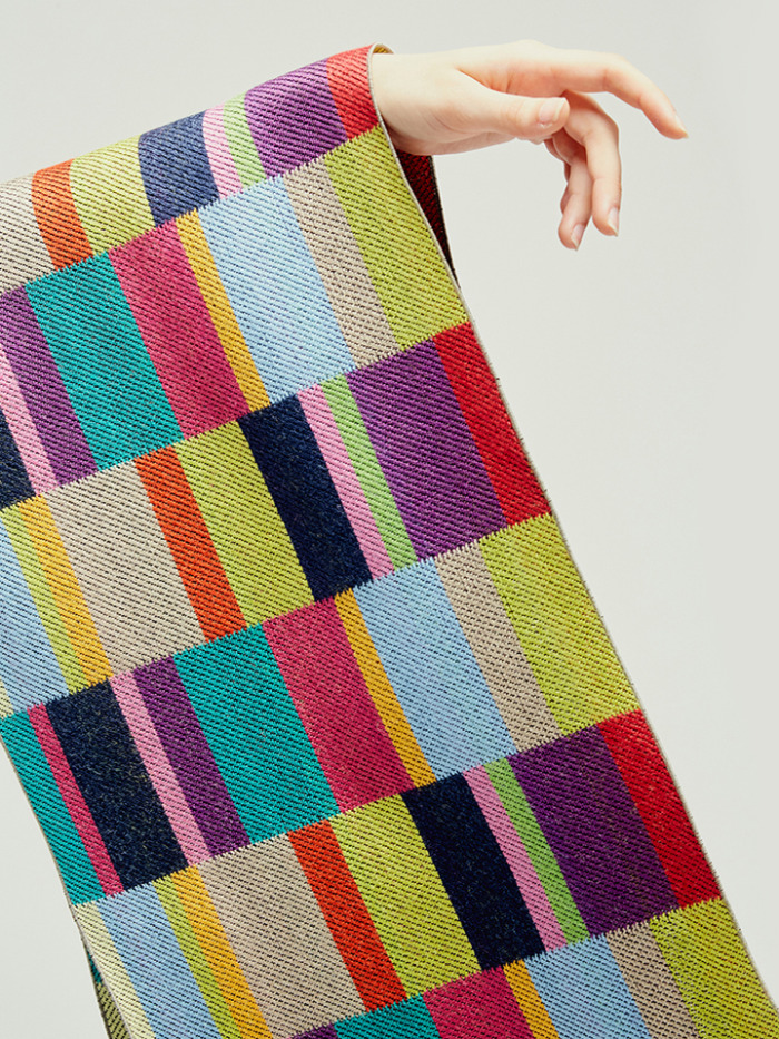 Colorful check scarf Bauhaus style