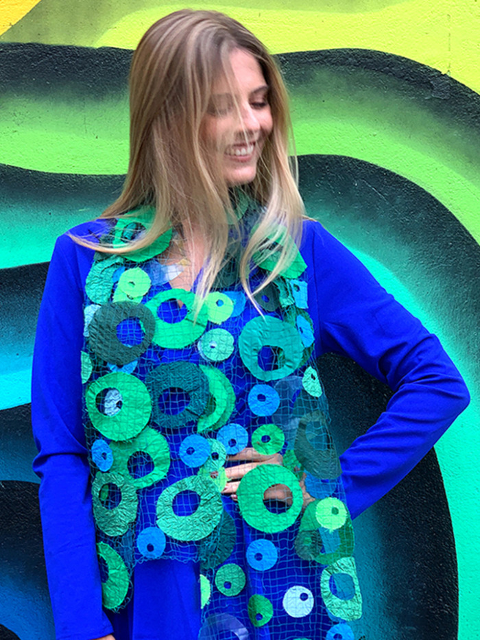 Expressive scarf with transparency in vivid green